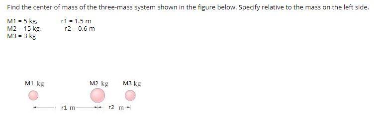 Solved Find the center of mass of the three-mass system | Chegg.com
