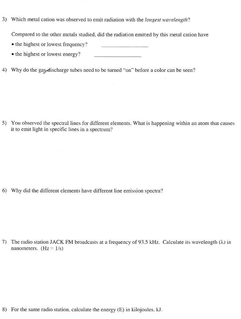 Solved Flame Tests and Atomic Spectra Part A: Flame Tests of | Chegg.com