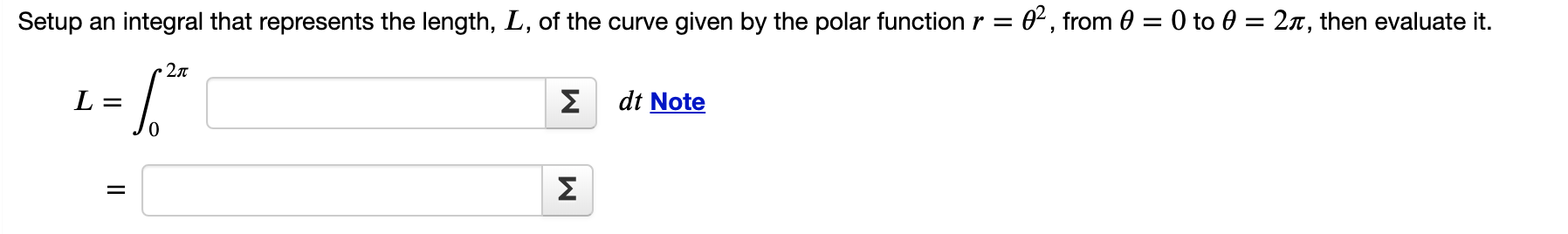 Solved Setup an integral that represents the length, L, of | Chegg.com