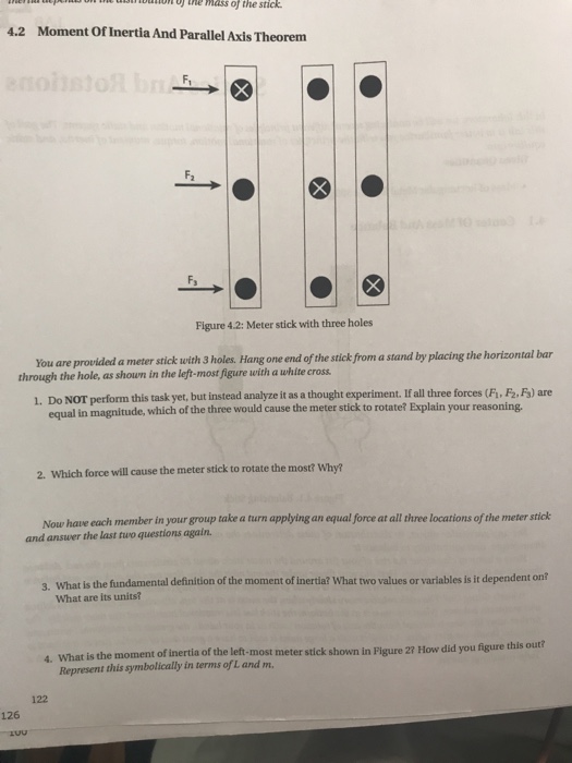 Solved otne mass of the stick 4.2 Moment Of Inertia And