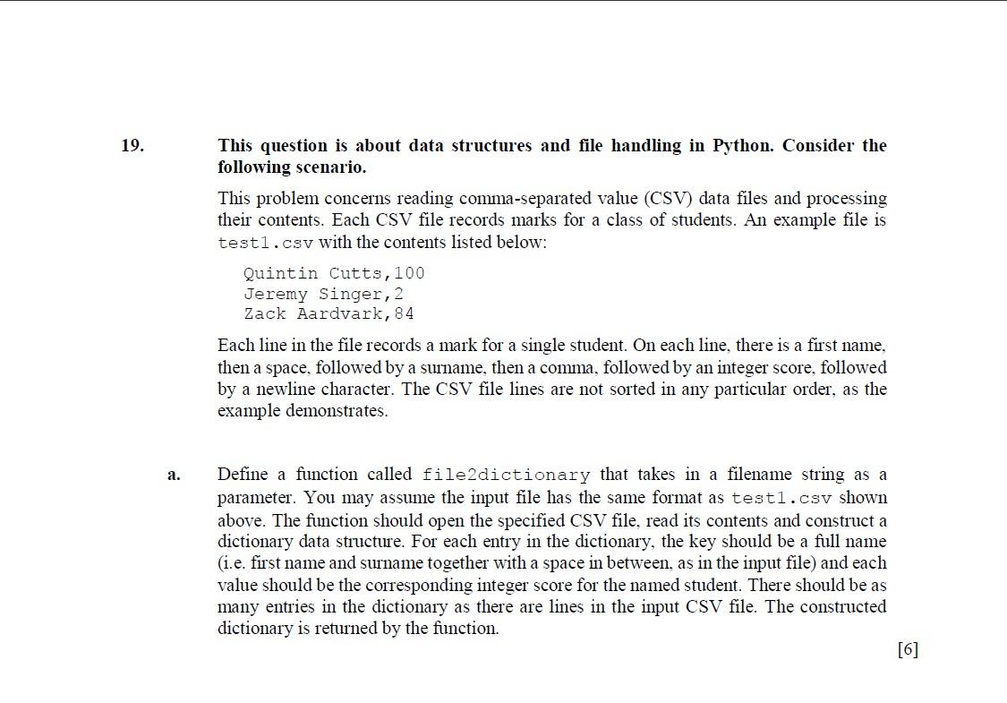 Solved 19. This question is about data structures and file | Chegg.com