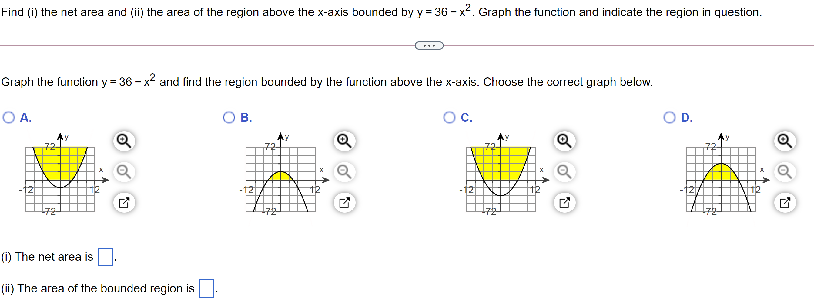 Solved Find (i) the net area and (ii) the area of the region | Chegg.com