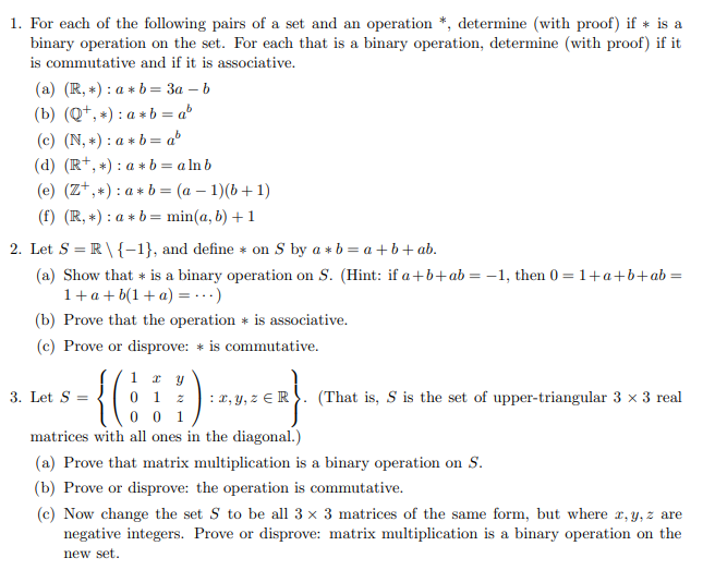 Solved 1. For each of the following pairs of a set and an | Chegg.com