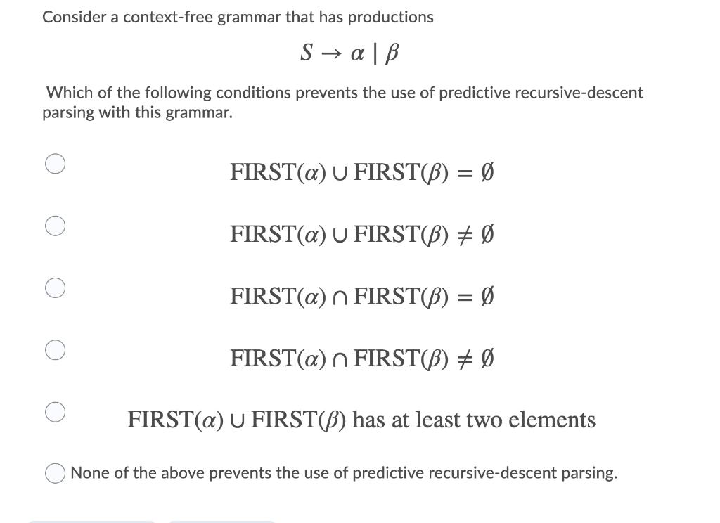 Solved Consider A Context-free Grammar That Has Productions | Chegg.com