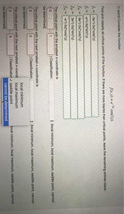 Solved (1 point) Consider the function fx,cos(ly). Find and | Chegg.com