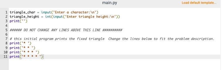 Solved This program will output a right triangle based on a | Chegg.com
