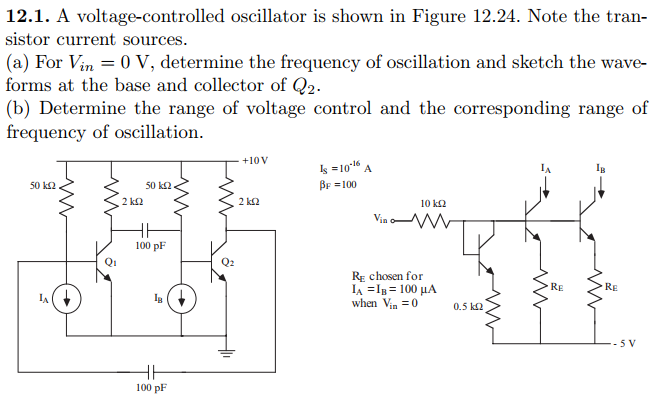 12.1. A Voltage-controlled Oscillator Is Shown In | Chegg.com