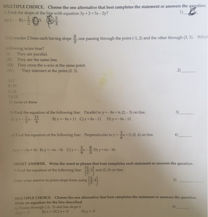 Solved MULTIPLE CHOICE. Choose the one alternative that best | Chegg.com
