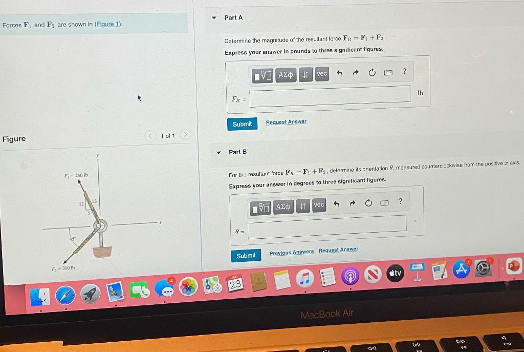 Solved Part A Forces F And F2 Are Shown In (Figure 1). | Chegg.com