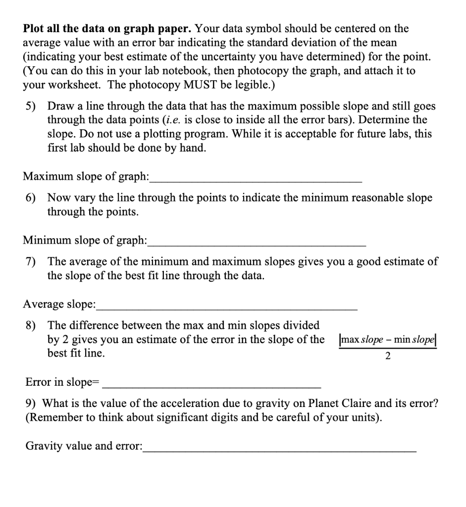 4) tablePhysics 1321 Graphical Analysis of Data Note | Chegg.com