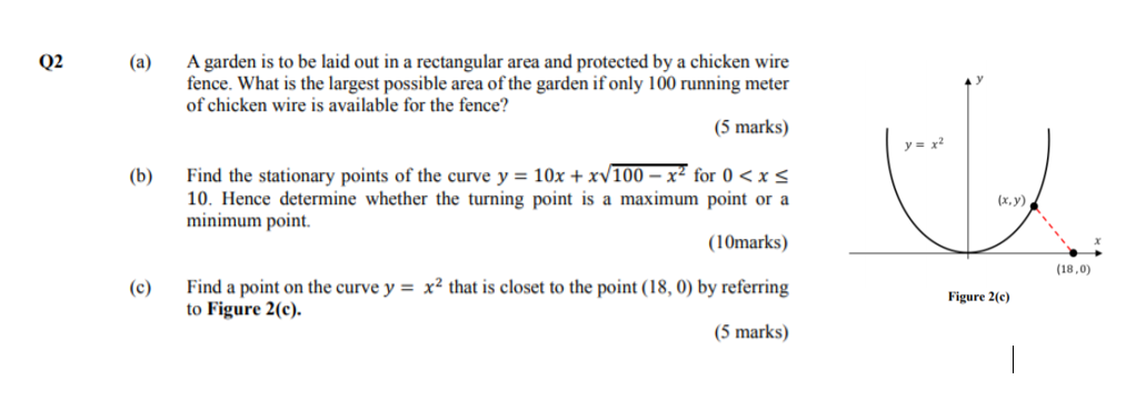 Solved Q2 (a) A garden is to be laid out in a rectangular | Chegg.com