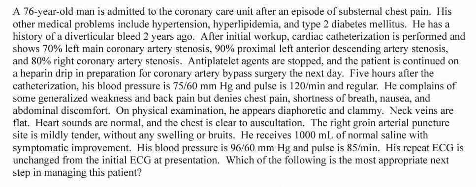 Solved A 76-year-old man is admitted to the coronary care | Chegg.com