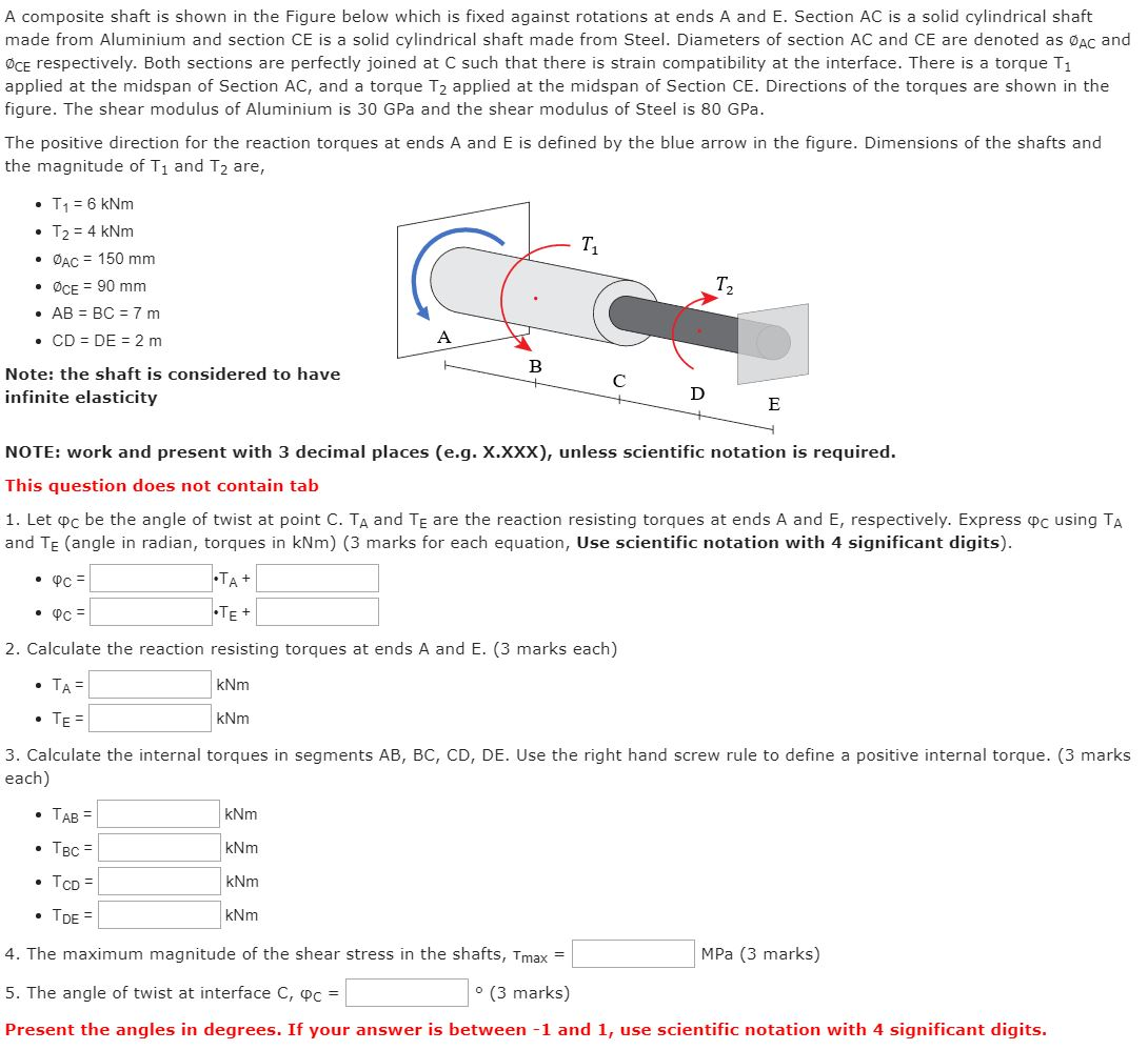 Solved A composite shaft is shown in the Figure below which | Chegg.com