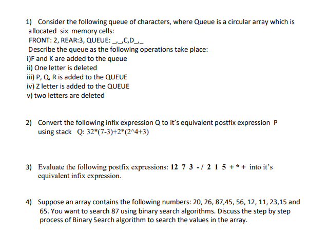 Solved 1 Consider The Following Queue Of Characters Whe Chegg Com