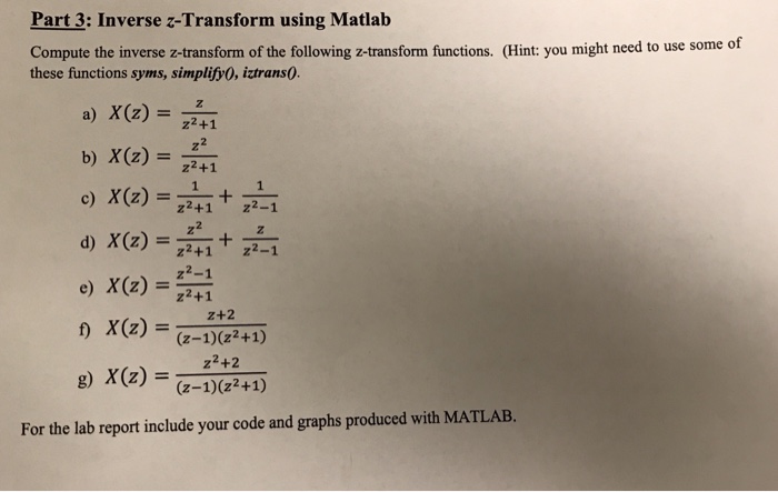 Z transform matlab 2025 code