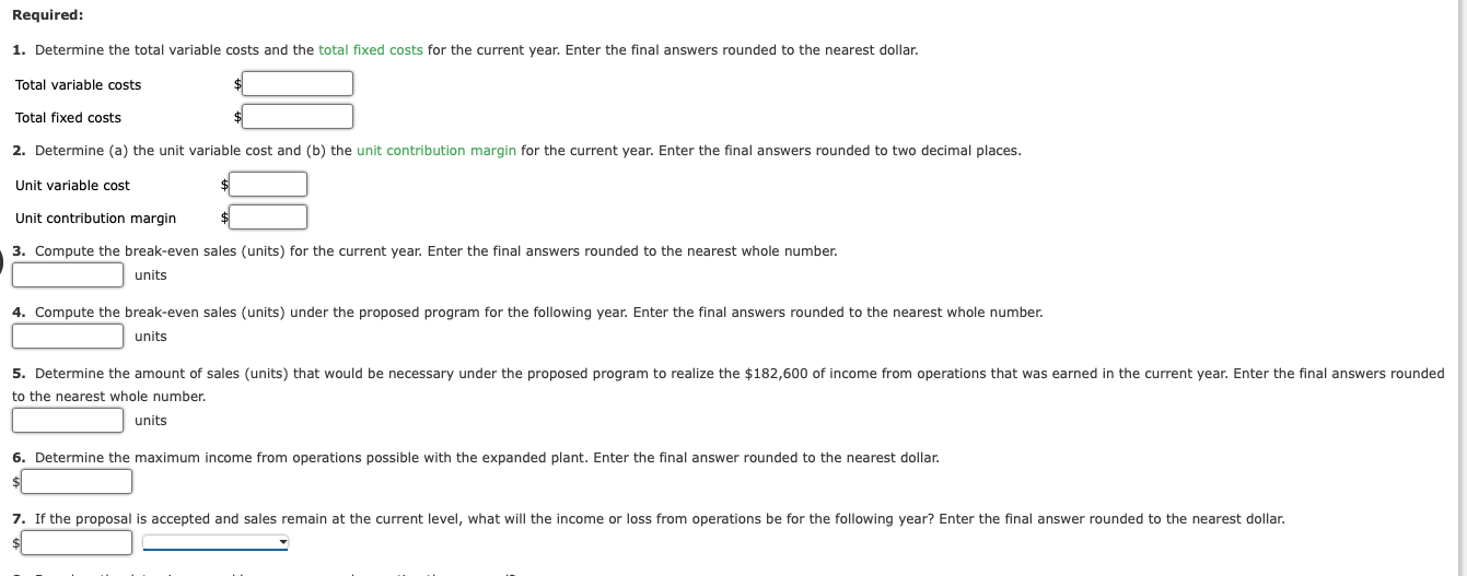 Solved Determine the amount of sales (units) that would be | Chegg.com