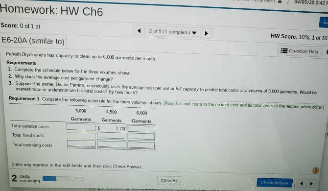 Solved Save Homework: HW Ch6 Score: 0 of 1 pt E6-20A | Chegg.com