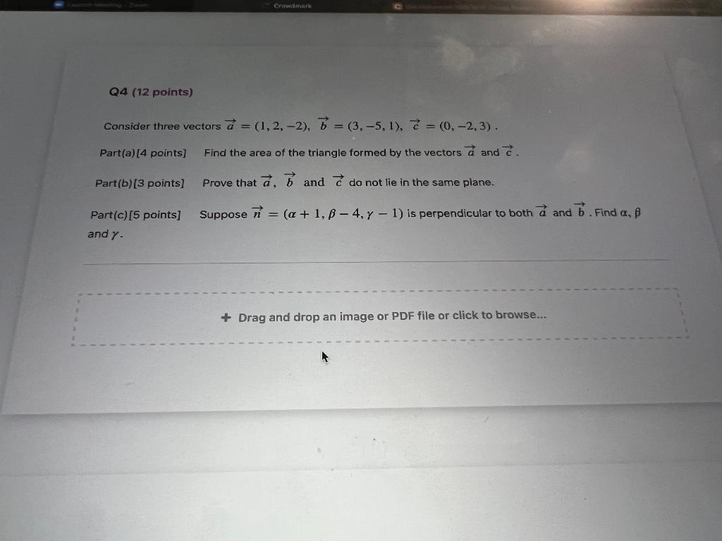 Solved Consider three vectors | Chegg.com