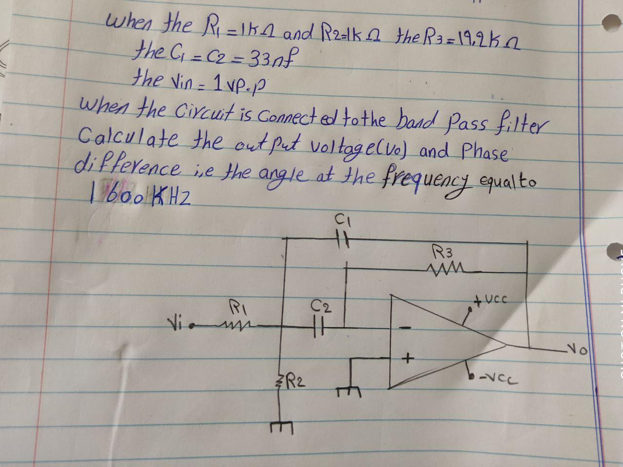 Solved when the Ri=lka and Rzalka the R3 = 19,2kn the G | Chegg.com