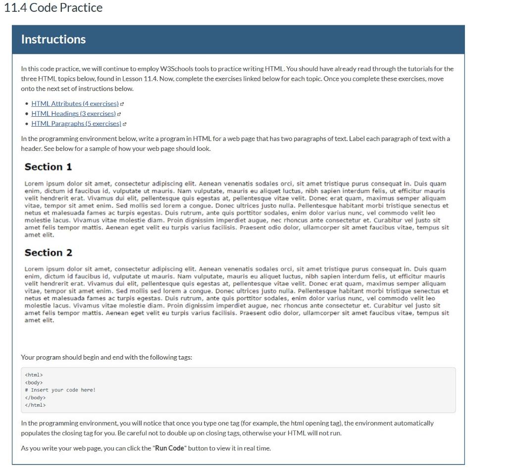 Solved 11.4 Code Practice Instructions In this code | Chegg.com