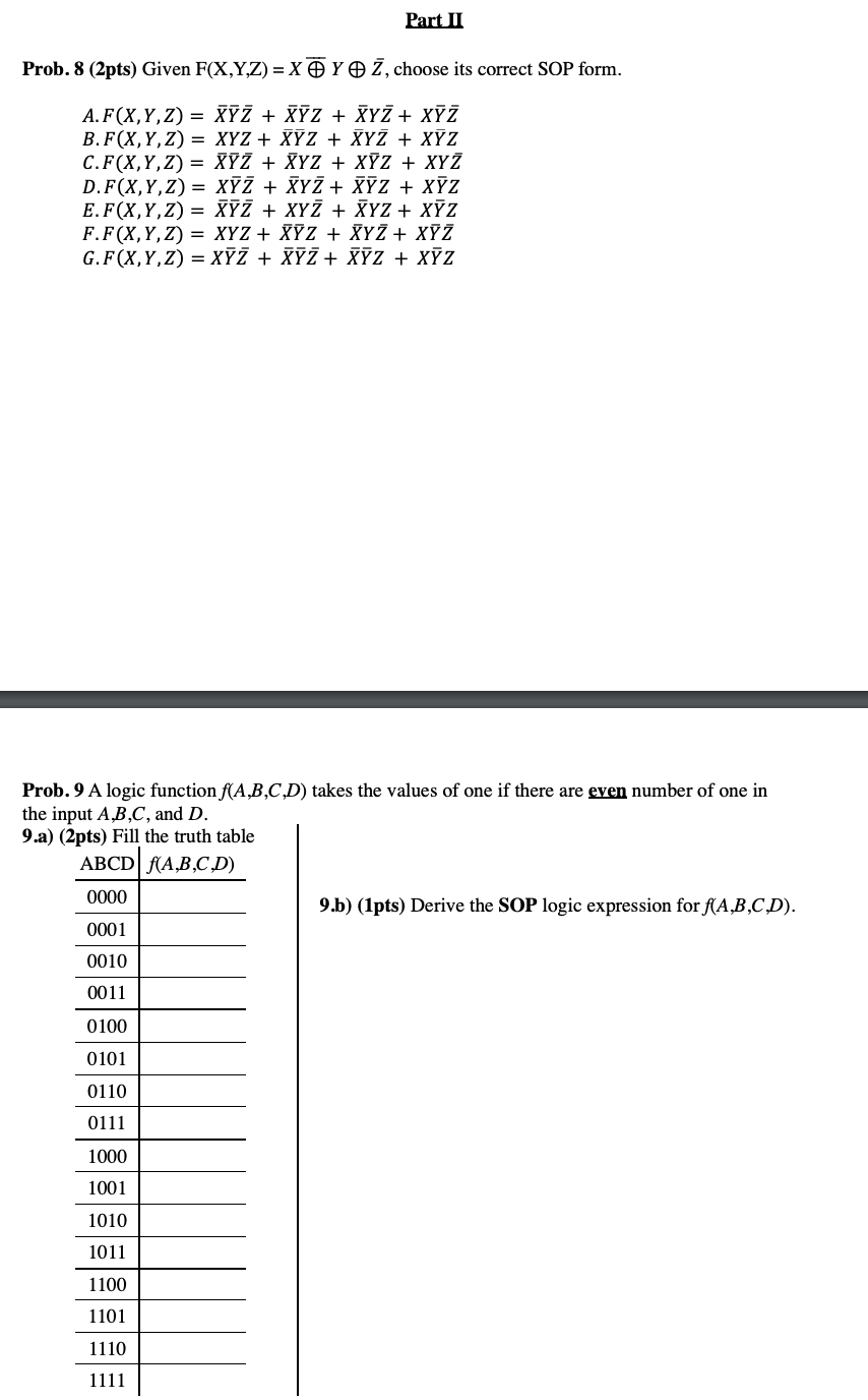 Solved Part Ii Prob 8 2pts Given F X Y Z X Y 7 Choose Chegg Com