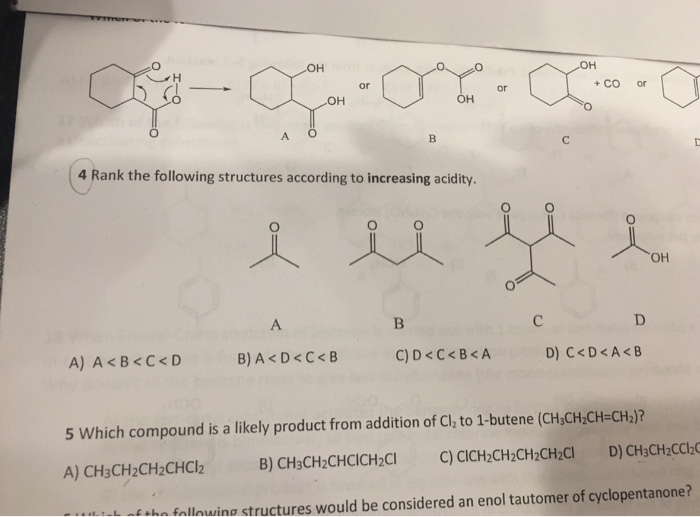 Solved Rank the following structures according to increasing | Chegg.com