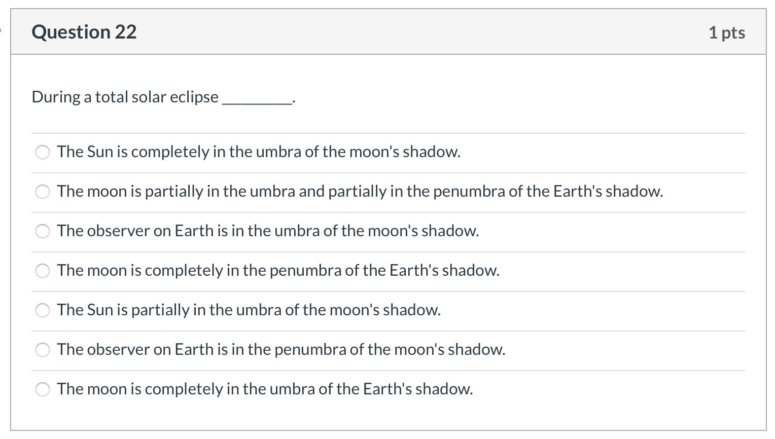 Solved Question 7 1 pts What will the phase of the moon be | Chegg.com