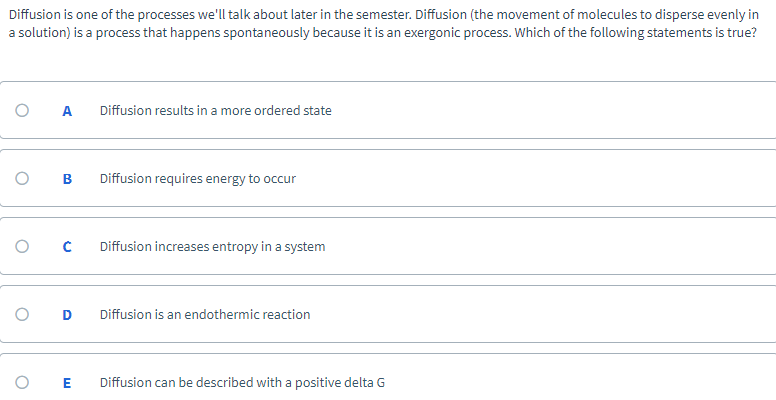 Solved Diffusion is one of the processes we'll talk about | Chegg.com