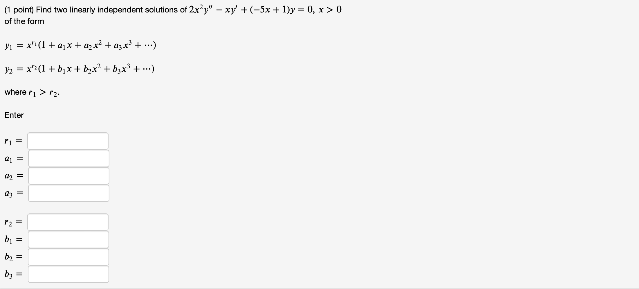 Solved 1 Point Find Two Linearly Independent Solutions Of 7236