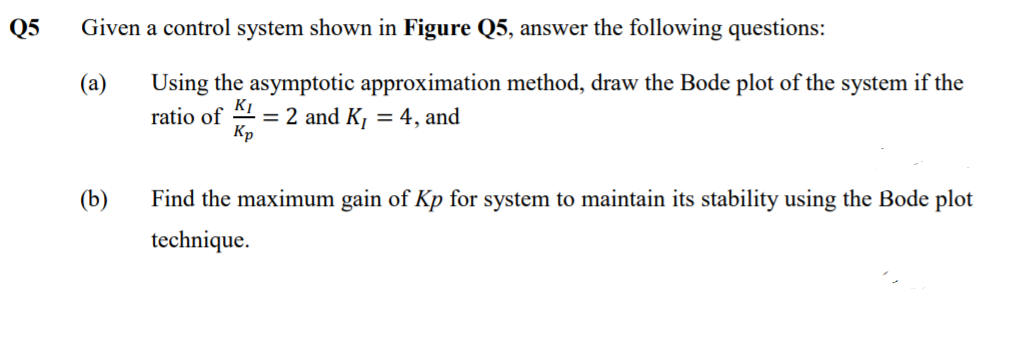 Solved Q5 Given a control system shown in Figure Q5, answer | Chegg.com