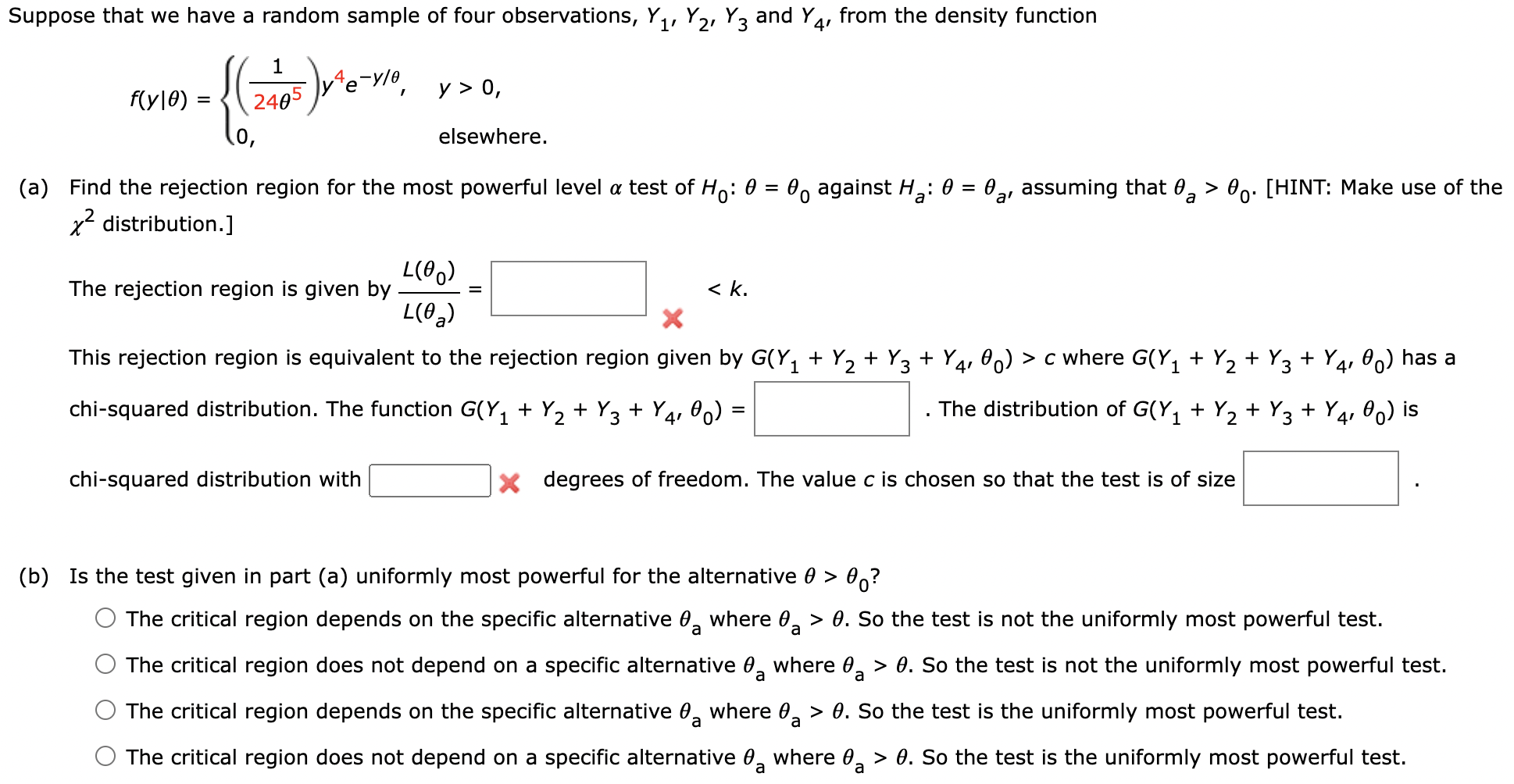 Solved Suppose that we have a random sample of four | Chegg.com