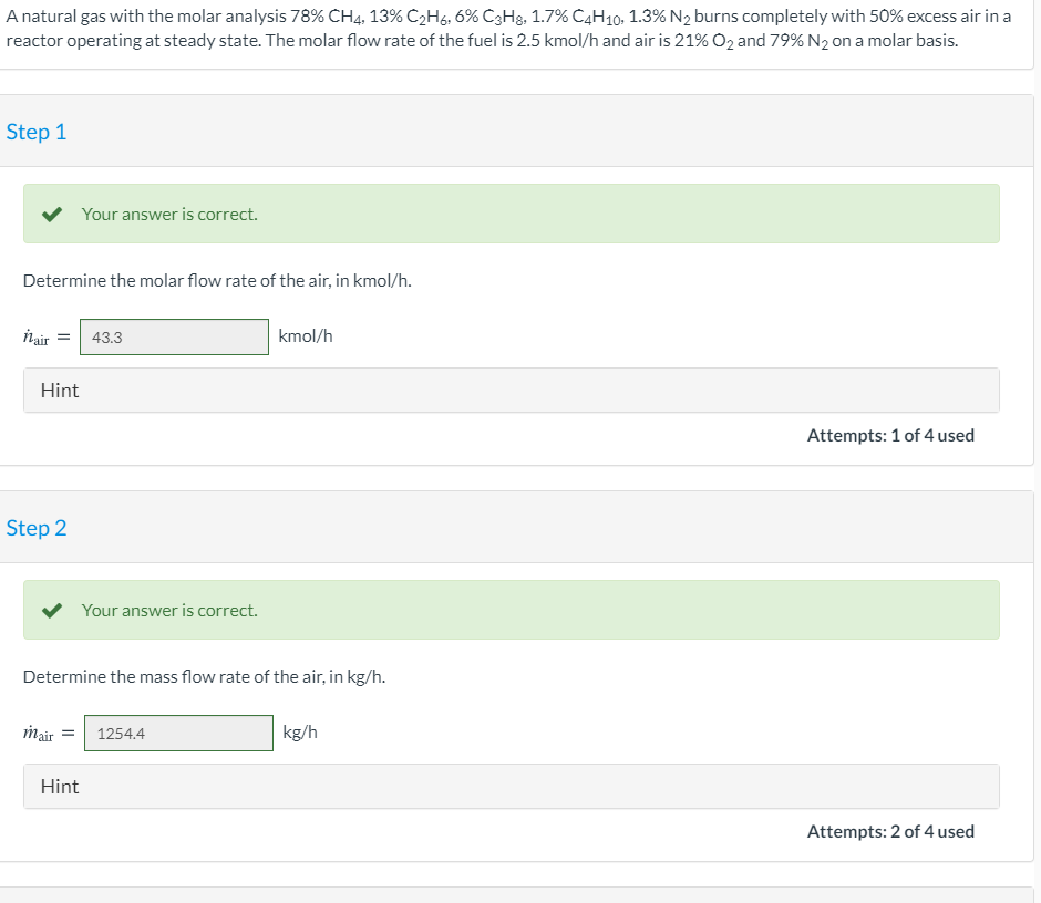 Solved A natural gas with the molar analysis 78 CH4, 13