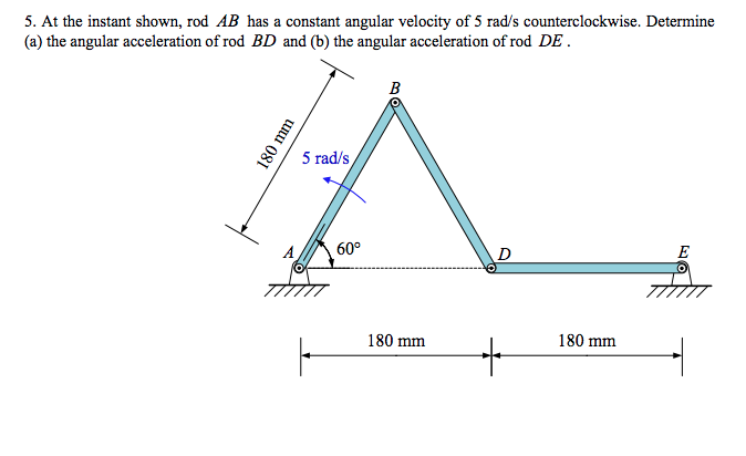 Solved 5. At the instant shown, rod AB has a constant | Chegg.com
