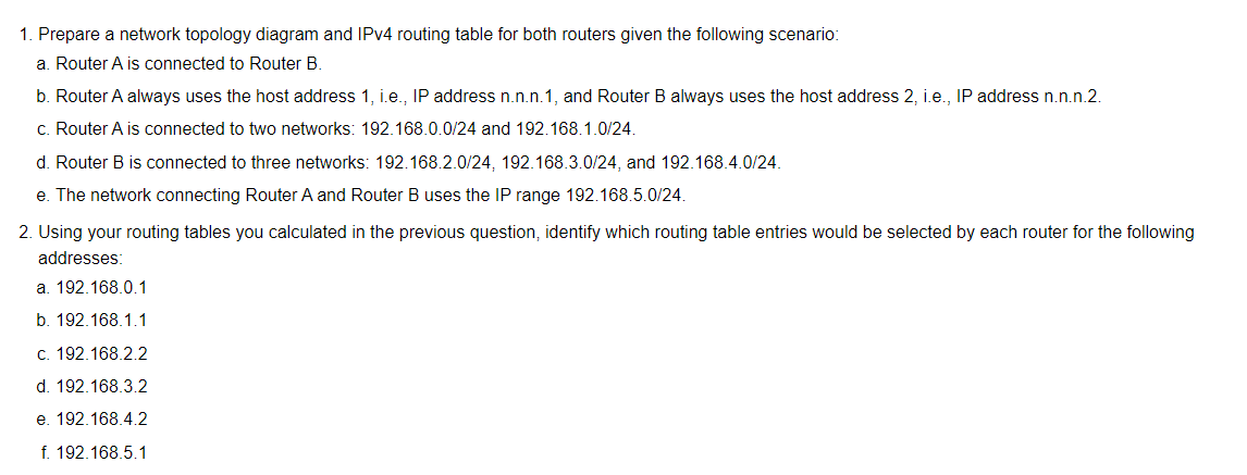 Solved 1. Prepare A Network Topology Diagram And IPv4 | Chegg.com