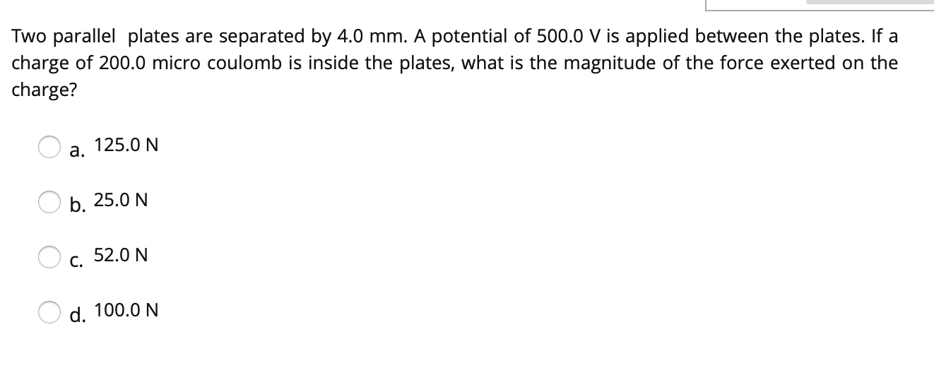 Solved Two parallel plates are separated by 4.0 mm. A | Chegg.com