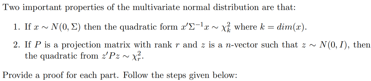 Solved Two important properties of the multivariate normal | Chegg.com