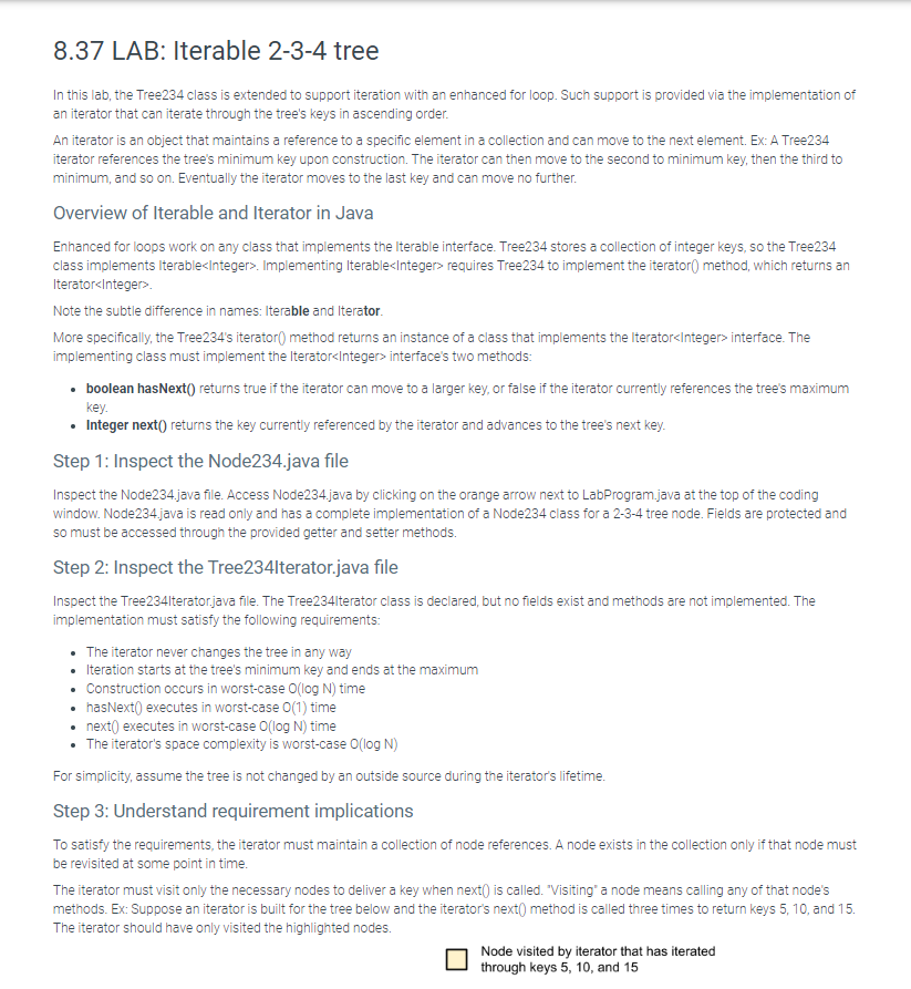 8.37 LAB: Iterable 2-3-4 tree In this lab, the | Chegg.com