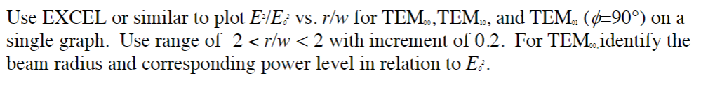 Use EXCEL or similar to plot E2/E02 vs. r/w for | Chegg.com