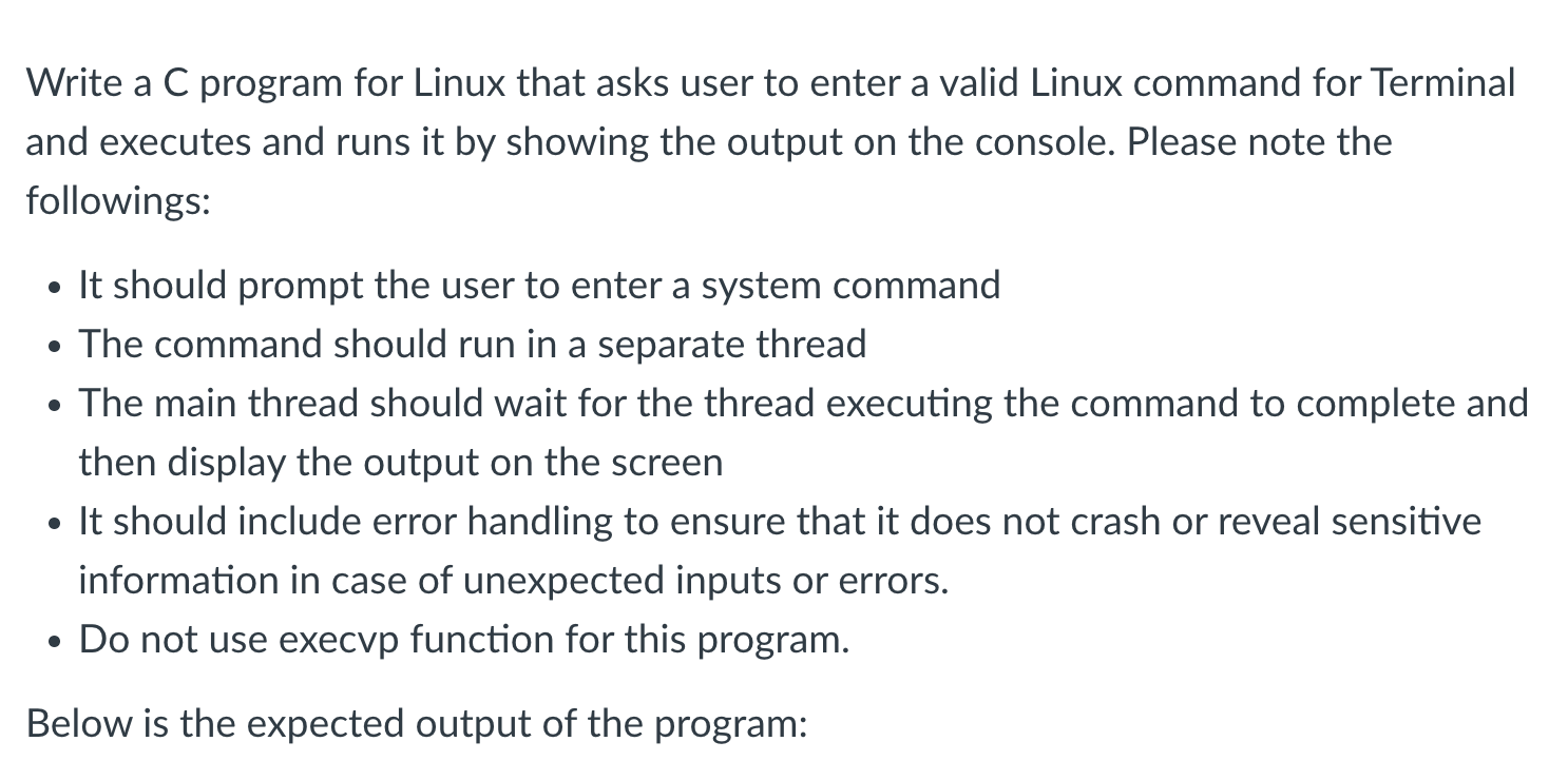Solved Write a C program for Linux that asks user to enter a | Chegg.com
