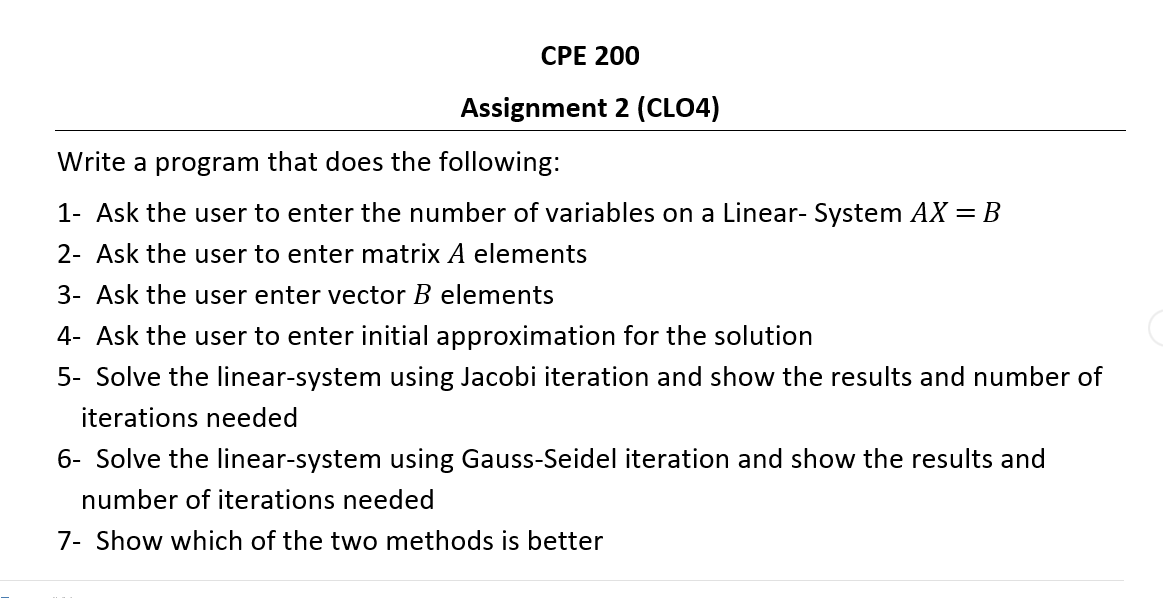 Solved CPE 200 Assignment 2 (CLO4) Write a program that does | Chegg.com