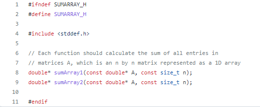 Solved Task 1. Implement in a file called sumArray.c two | Chegg.com