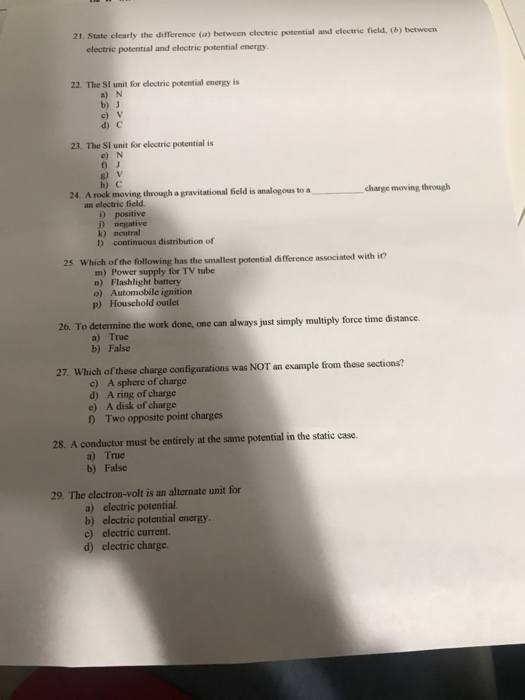 Solved 21. State Clearly The Difference (a) Between Electric | Chegg.com