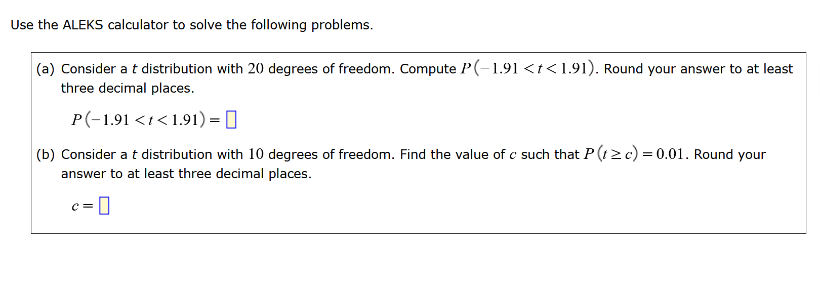Solved Use the ALEKS calculator to solve the following | Chegg.com