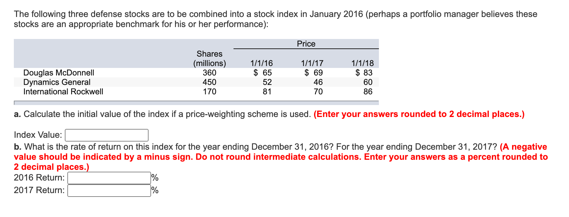 Solved The Following Three Defense Stocks Are To Be Combined | Chegg.com