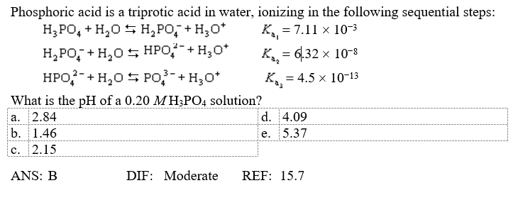 Solved Phosphoric acid is a triprotic acid in water, | Chegg.com