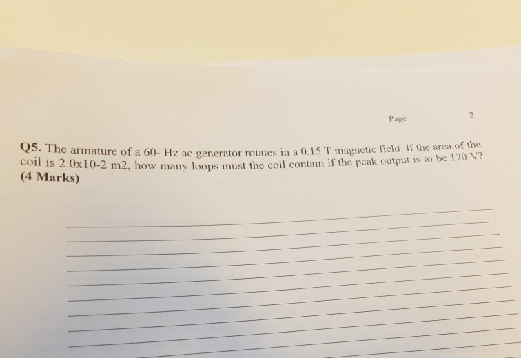 Solved Page Q5. The armature of a 60- Hz ac generator rota | Chegg.com