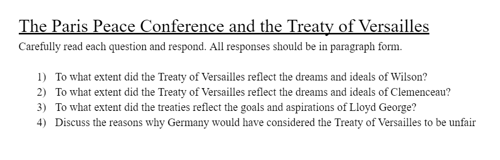 The Paris Peace Conference and the Treaty of | Chegg.com