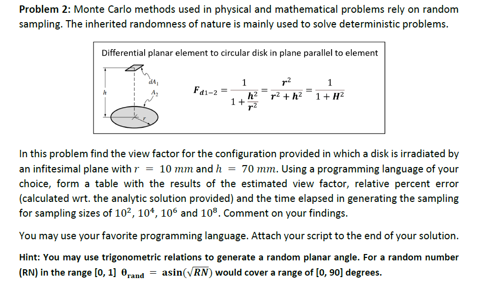 Solved Problem 2 Monte Carlo methods used in physical and