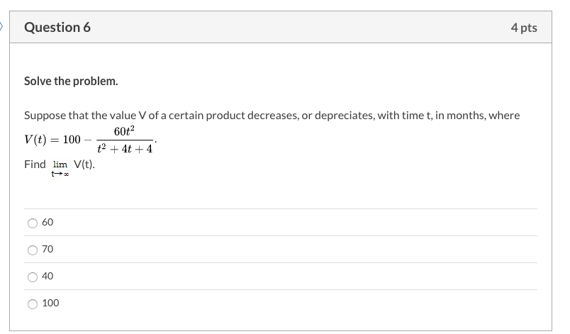 Solved Question 6 4 pts Solve the problem. Suppose that the | Chegg.com