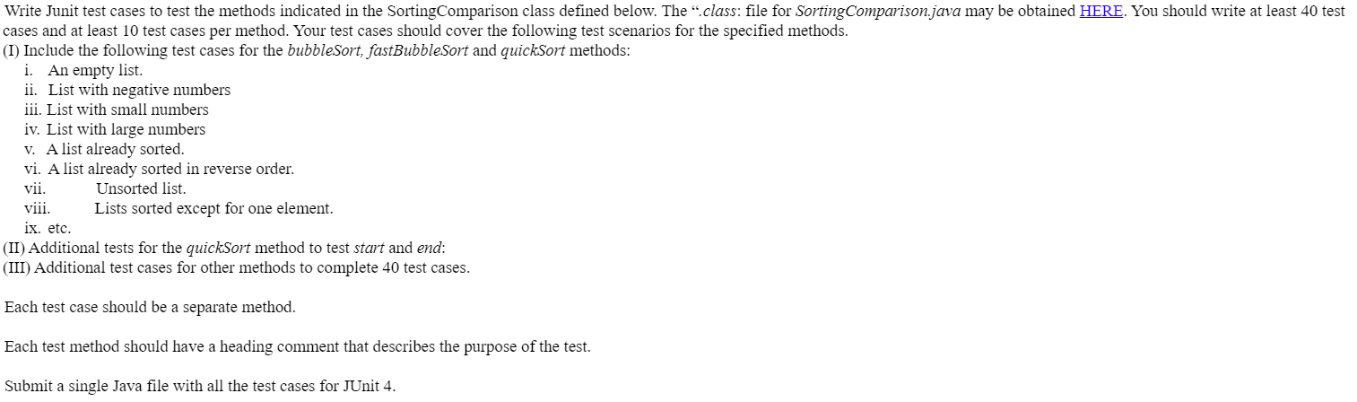 Write Junit test cases to test the methods indicated | Chegg.com